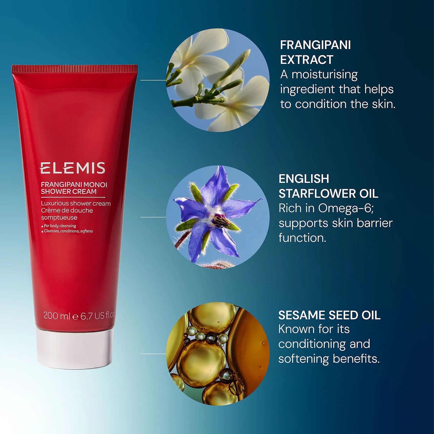 Elemis Frangipiani Monoi Shower Cream 200 ml